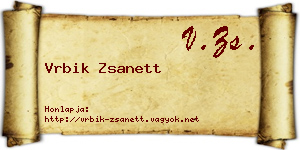 Vrbik Zsanett névjegykártya